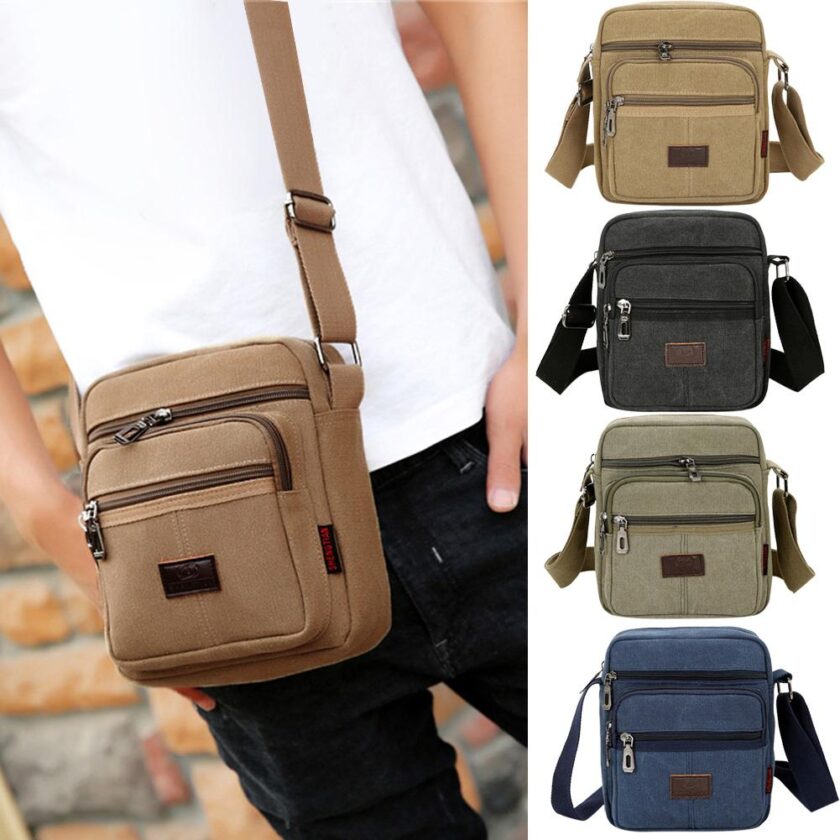 Travel Bag Canvas Casual Men Shoulder Crossbody Men Travel Bag Canvas Casual Men Shoulder Crossbody Bags Good Outdoor Bags Mens Travel School Retro Zipper Shoulder Bag