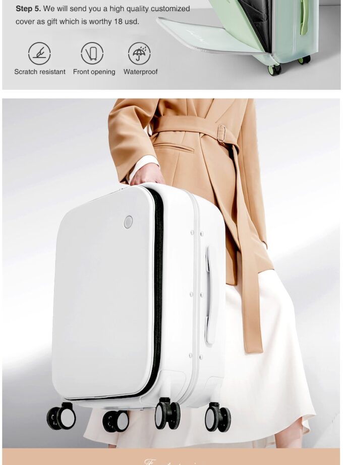 New Patent Design Aluminum Frame Suitcase Carry On Rolling Luggage Beautiful Boarding Cabin M9260