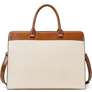 Beige Laptop Briefcase Leather 15.6 inch