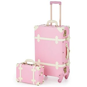 Pink Hard Shell Suitcase Vintage Luggage Set