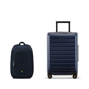 Navy Blue Carry-On Luggage Bundle with Laptop Backpack