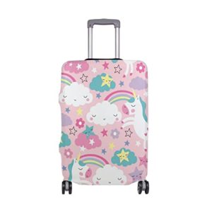 Cover Rainbow White Unicorn Elastic Travel Suitcase