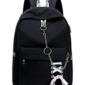 Black Schoolbag Backpack Water Resistant