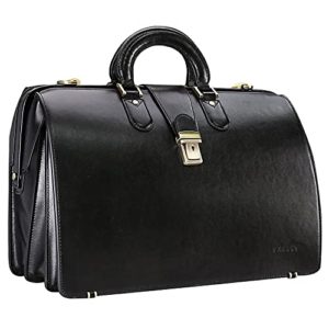 Black Leather Briefcase with Lock Doctor Bag Attach