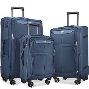 SHOWKOO Luggage Sets 3 Piece Softside Expandable