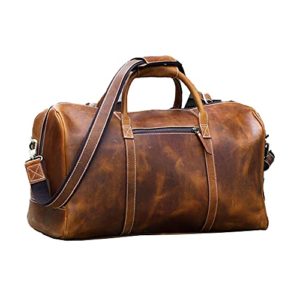 KomalC Leather Duffel Bags for Men and Women