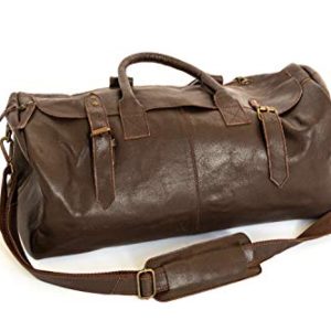 22 Inch Genuine Leather Brown Duffel Bags for Men
