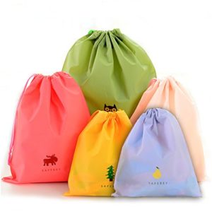 BINGONE Set of 5 Waterproof Drawstring Bag