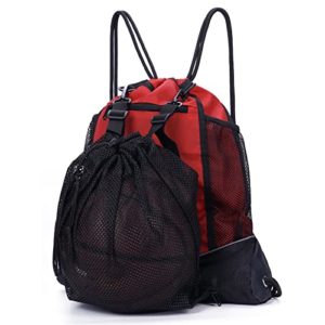 Red Mesh Bag Backpack Water-Resistant Drawstring
