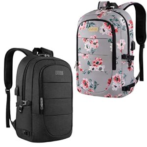 AMBOR Anti Theft Laptop Backpacks Black&Flower3