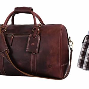 Leather Travel Duffle Bag with Laptop Sleeve Bag