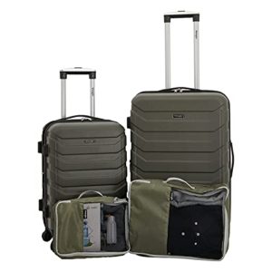 Wrangler 4 Piece Luggage and Packing Cubes Set