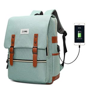 JOYHILL Slim Vintage Laptop Backpack with USB Charging Port