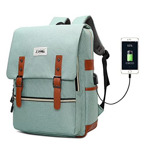 JOYHILL Slim Vintage Laptop Backpack with USB Charging Port