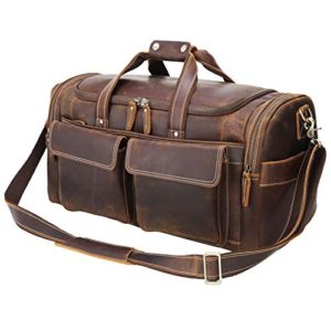 Leather Gym Weekender Overnight Luggage Bag 38L