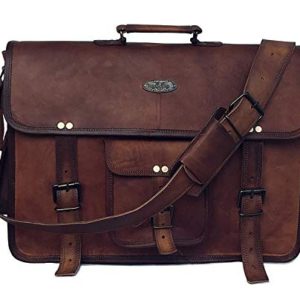 18 Inch Retro Goat Leather Laptop Messenger Bag