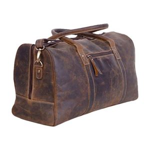 KomalC Leather Travel Duffle Bags for Men and Women