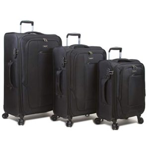 Lightweight Nylon 3-Piece Spinner Luggage Set, Black