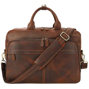 Brown Briefcase for Men Genuine Leather Shoulder Messenger Bag