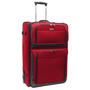 Red Lightweight Travel Luggage Upright Suitcase