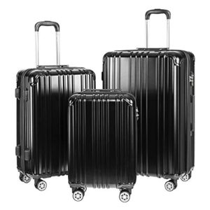 COOLIFE Luggage Expandable Suitcase PC+ABS 3 Piece Set