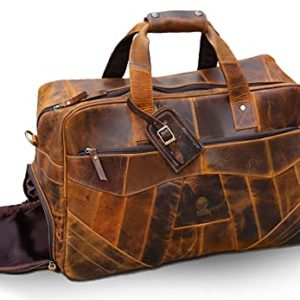 Handmade Brown Leather Duffle Bags for Men