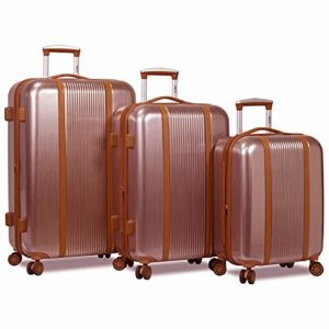 Rose Gold 3-Piece Hardside Spinner TSA Lock Luggage Set