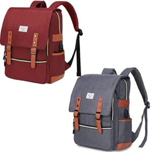 Vintage Laptop Backpack with USB Charging Port