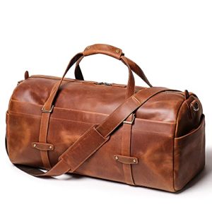 Leather Weekend Bag Retro Travel Duffel Overnight Bag