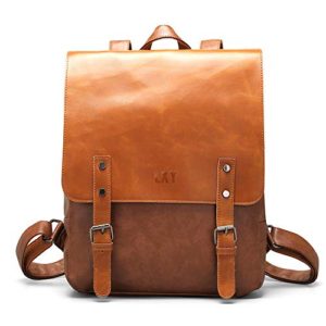 LXY Vegan Leather Backpack Vintage Laptop Bookbag