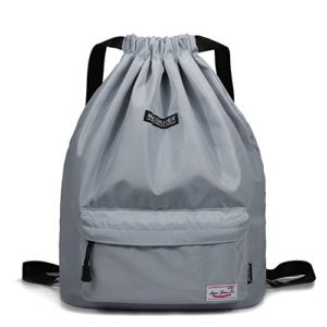 Grey Drawstring Backpack String Bag for Gym