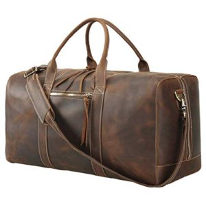 Men's Full Grain Leather Travel Duffle Weekender Bag