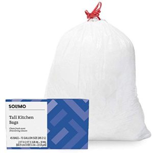 Amazon Brand - Solimo Tall Kitchen Drawstring Trash Bags