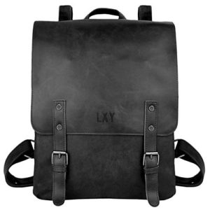 LXY Vegan Leather Backpack Vintage Laptop Bookbag