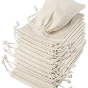 Beige Drawstring Cotton Bags