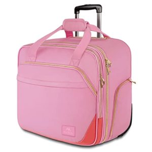 Water Resistance Pink Rolling Briefcase Fits 15.6 Inch Notebook