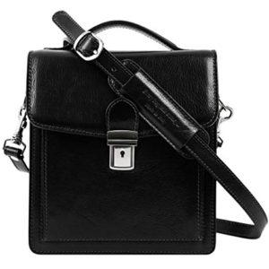 Leather Small Briefcase for Men Black