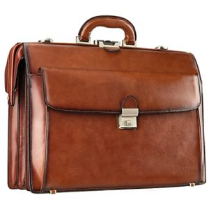 Banuce Leather Briefcase for Men with Lock Attache Case