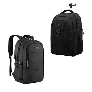 Black Laptop Backpack + AMBOR Rolling Backpack