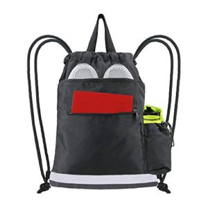 BeeGreen Black Drawstring Backpack String Bag