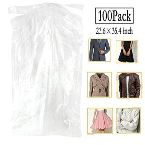 100 Pack Garment Bag Transparent Clothing Dust Cover
