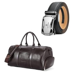 Overnight Leather Duffel Bag Automatic Sliding Buckle