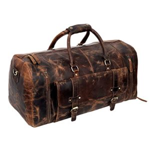 Leather carry on duffle bag