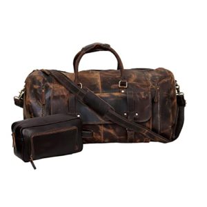 Large leather Travel Duffel Bag Overnight Weekend