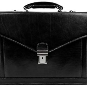 Handmade Leather Briefcase Black Attache Case