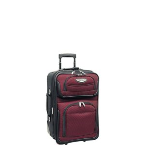 Travel Suitcase Luggage with Wheels, Burgundy