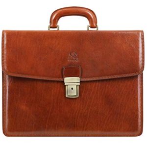 Laptop Leather Briefcase Classic Style Handmade