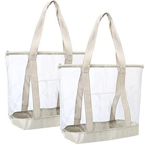 VENO 2 Packs Clear Bag Transparent Vinyl PVC Tote