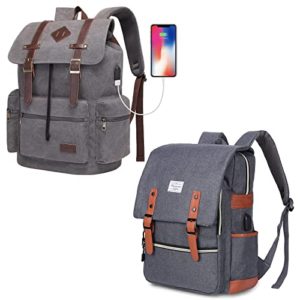 Vintage Laptop Backpack with USB Charging Port
