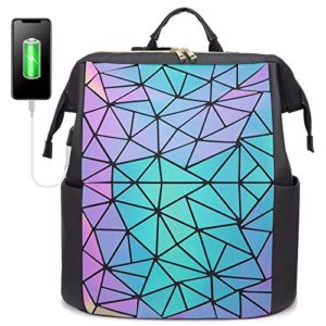 Geometric Luminous Laptop Backpack for Women